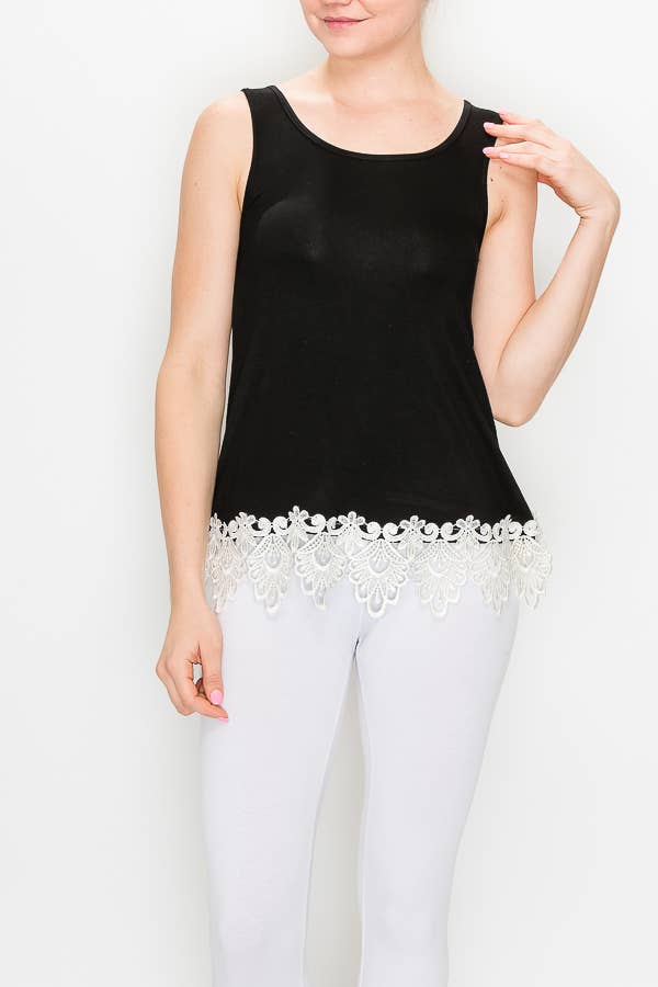 TANK TOP WITH LACE TRIMMING -