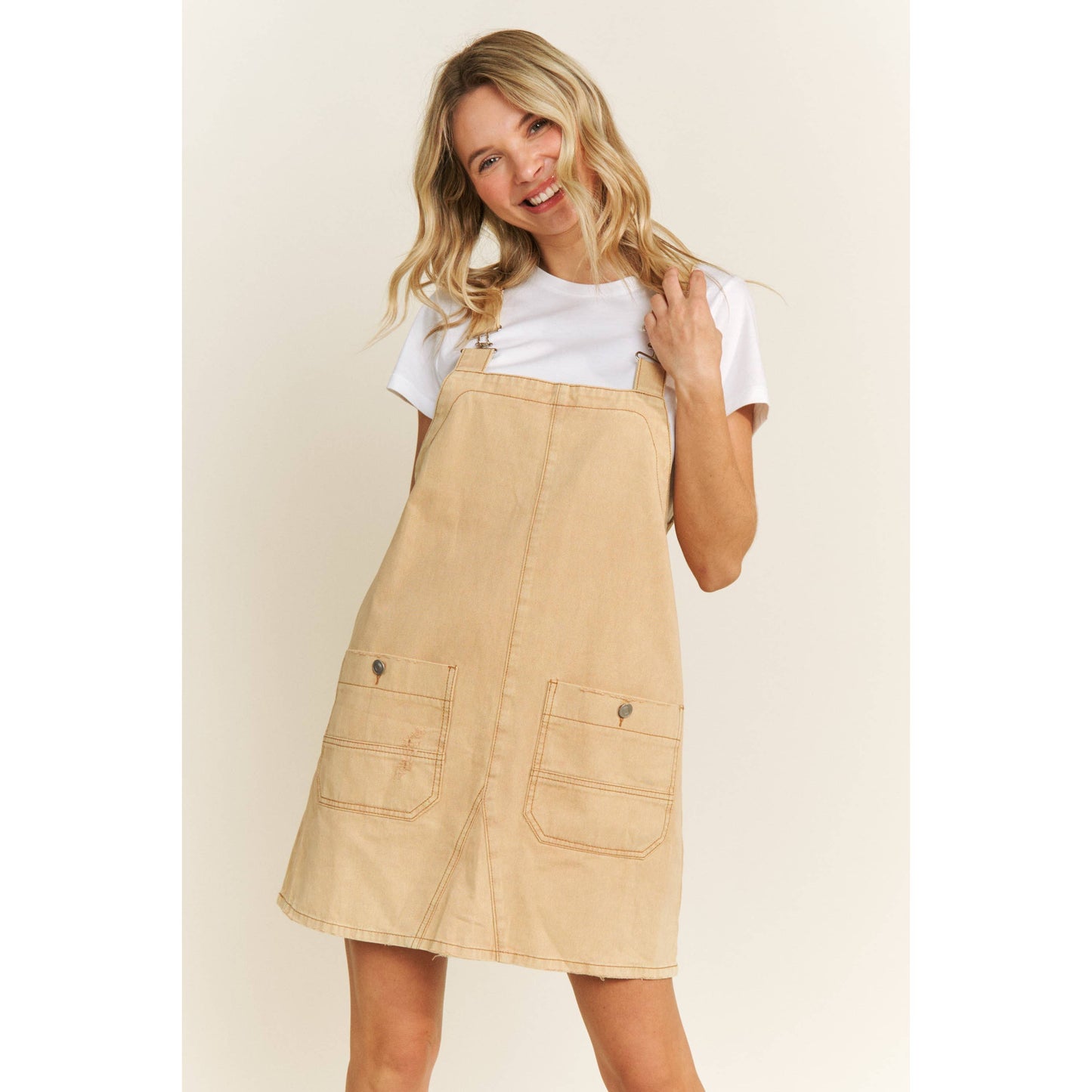 VINTAGE WASHING DENIM OVERALL MINI DRESS SKIRT