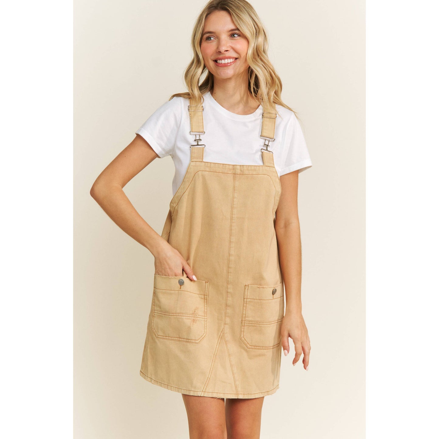 VINTAGE WASHING DENIM OVERALL MINI DRESS SKIRT