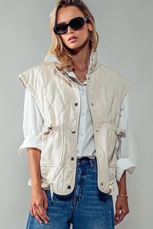 FRESH AIR QUILTED VEST-LT Taupe