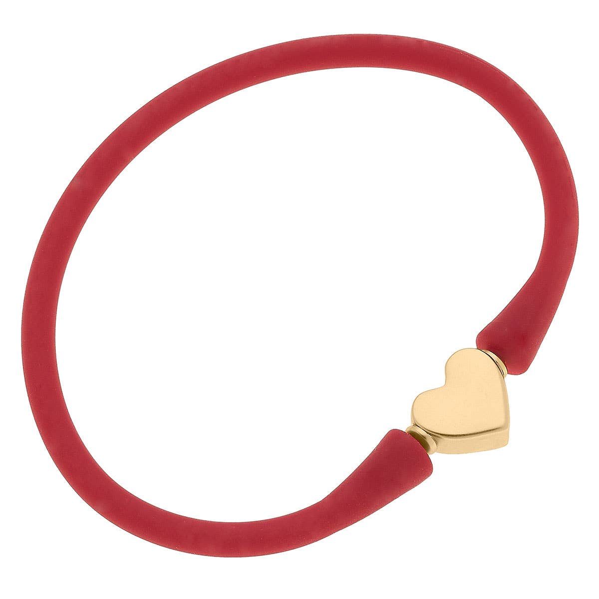 Bali 24K Gold Plated Heart Bead Silicone Bracelet