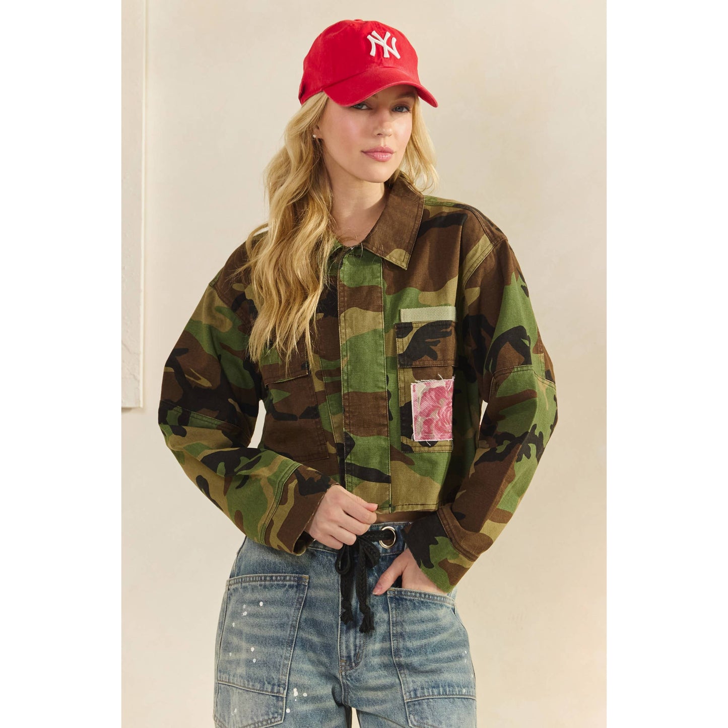 Camo Sequins Contrast Jacket