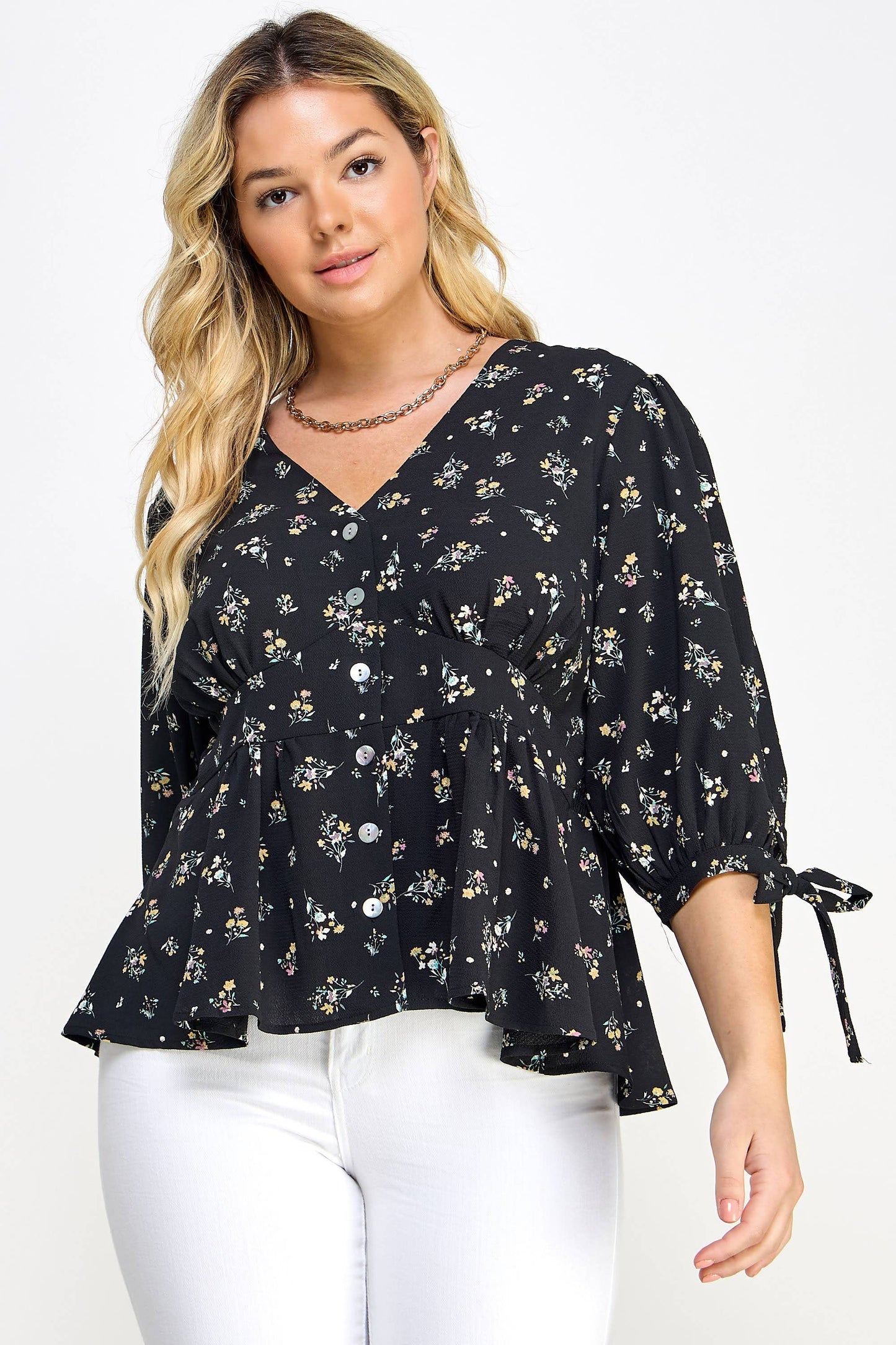 Floral Print Babydoll Blouse
