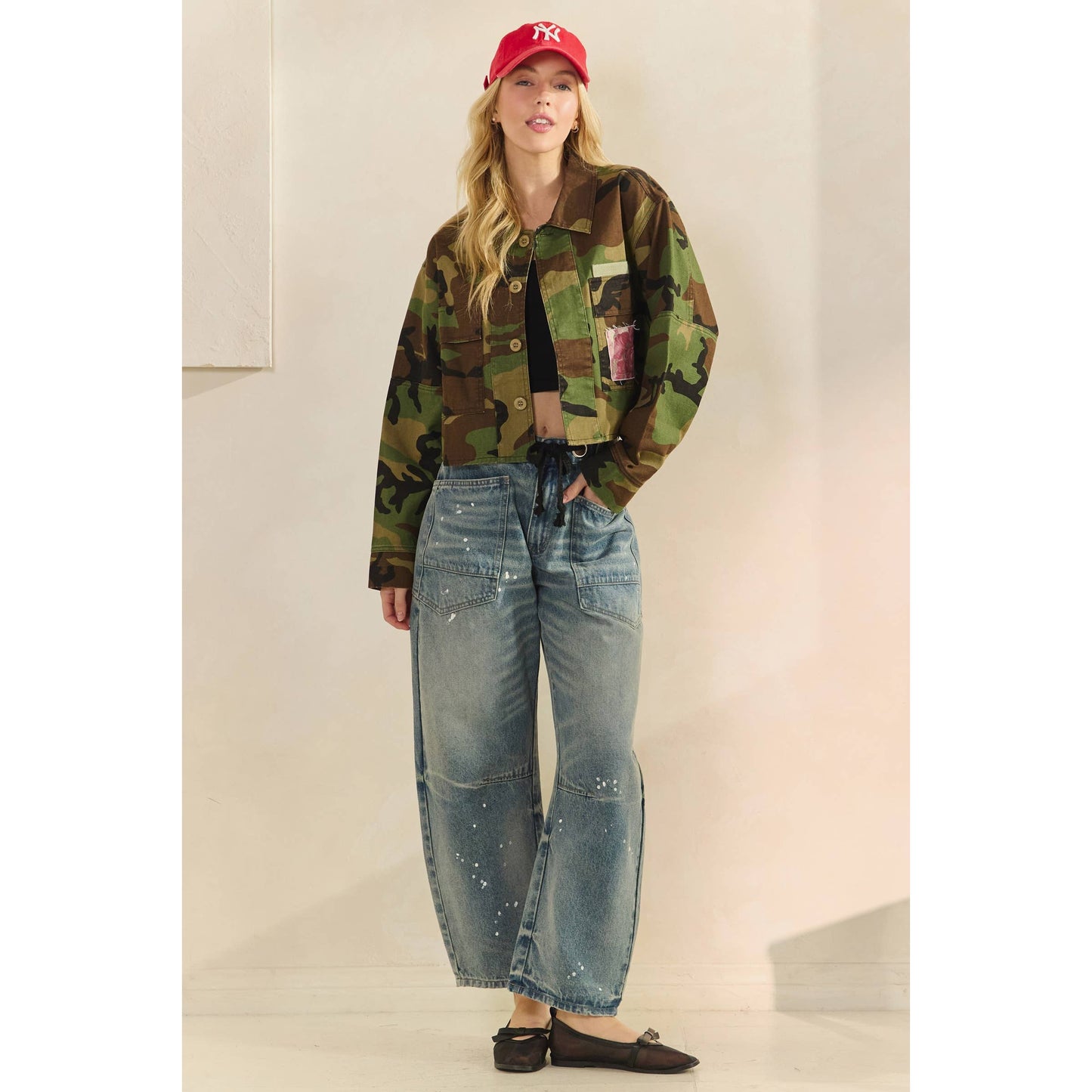 Camo Sequins Contrast Jacket
