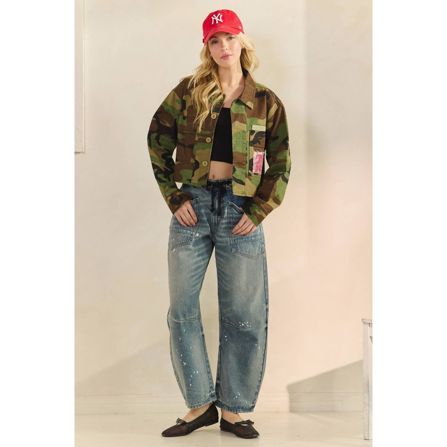 Camo Sequins Contrast Jacket