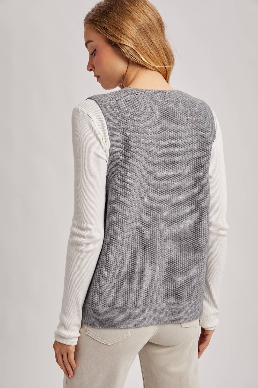 WHOLEGARMENT V-NECK KNIT SWEATER VEST