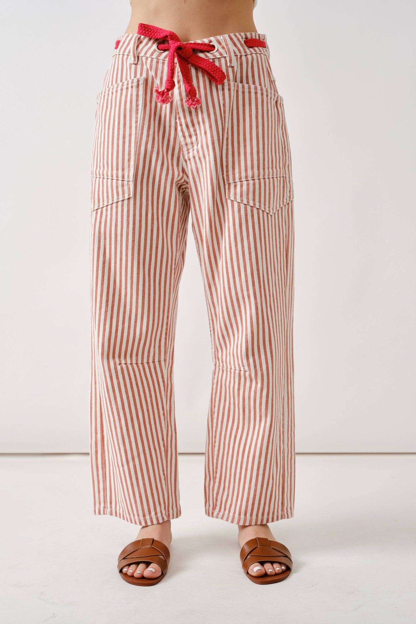 DENIM PANTS WITH EYELET WAIST