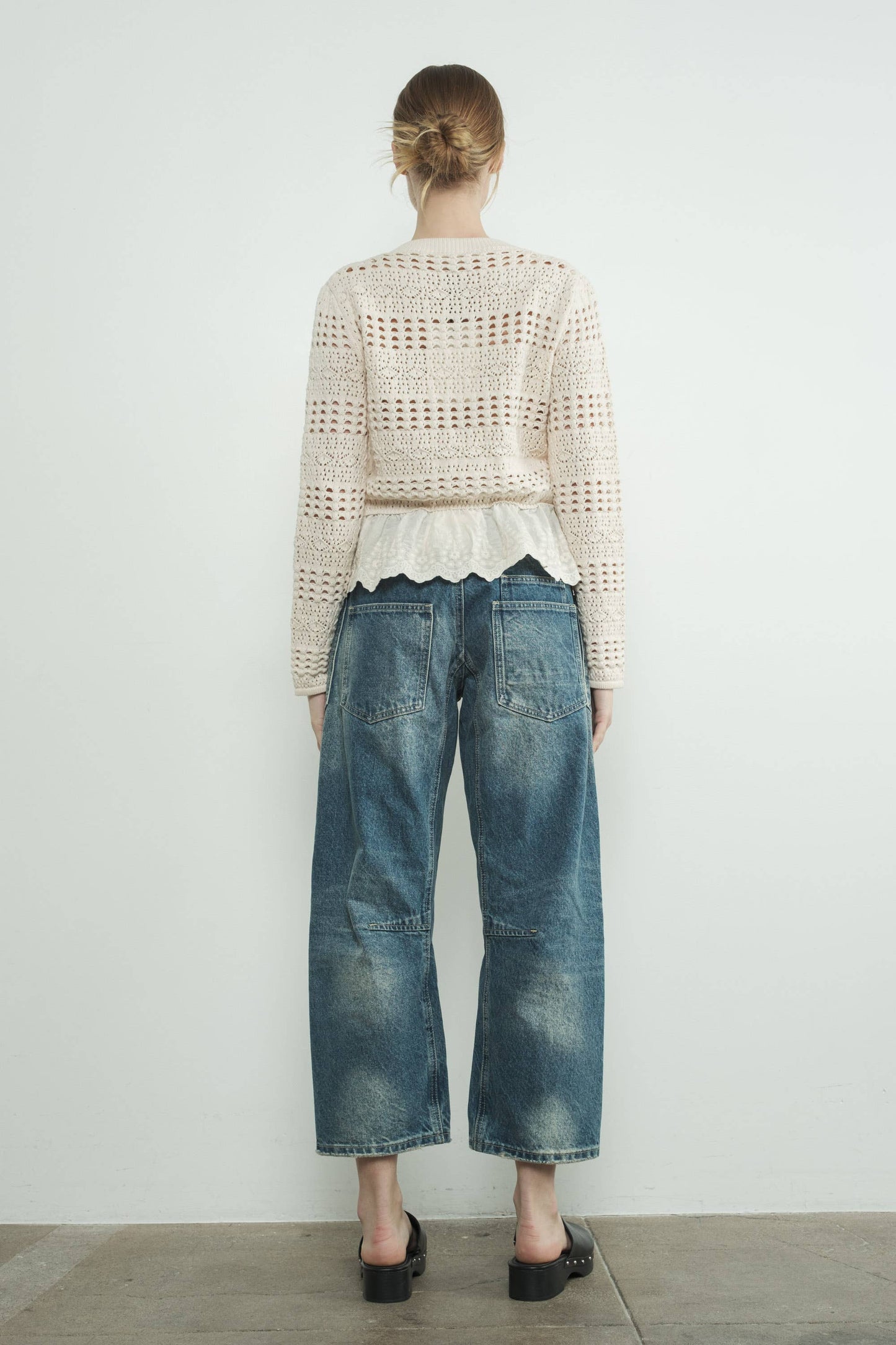 DENIM PANTS WITH EYELET WAIST
