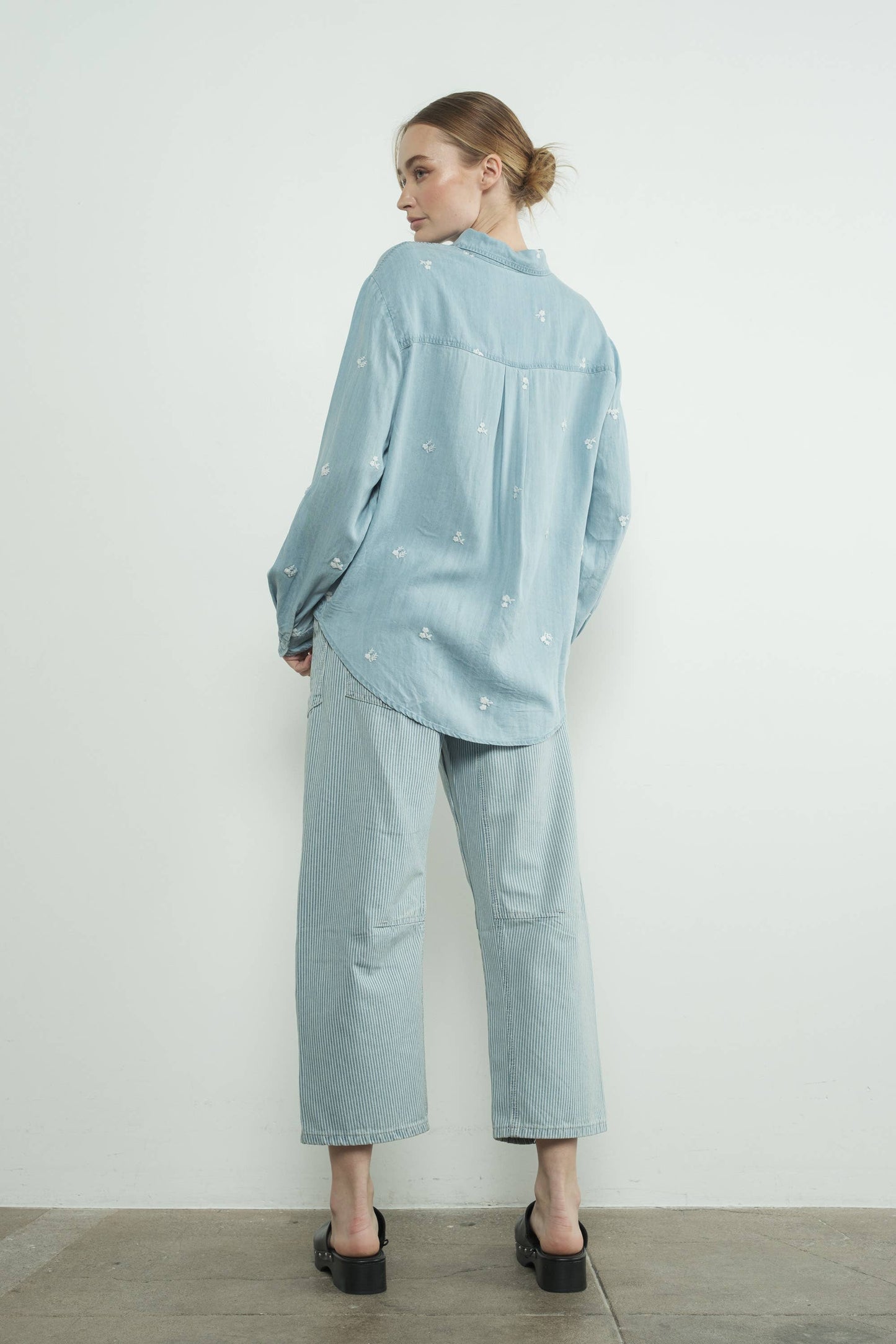 DENIM PANTS WITH EYELET WAIST