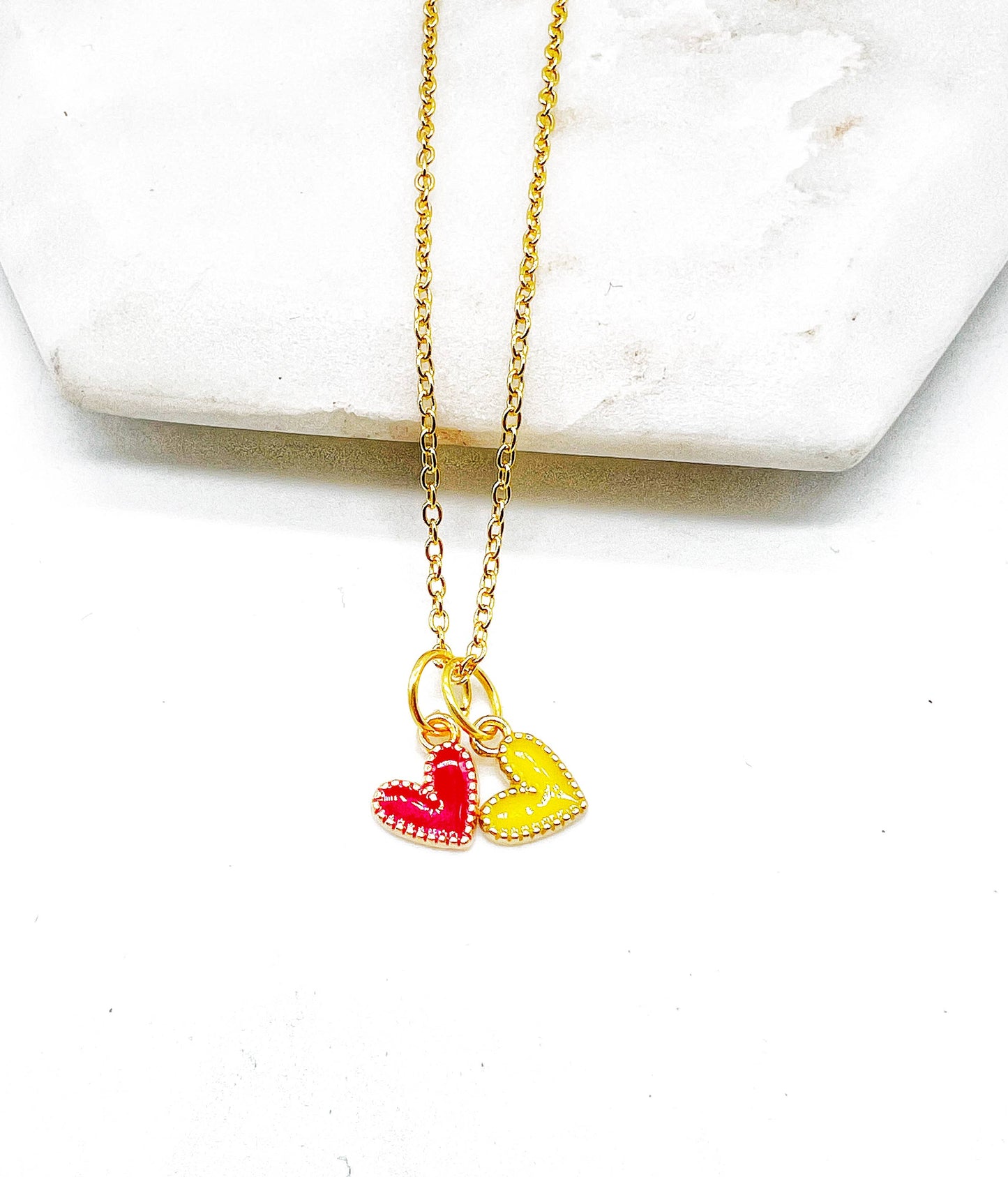Red Yellow Chiefs Heart KC Charm Necklace Kansas City