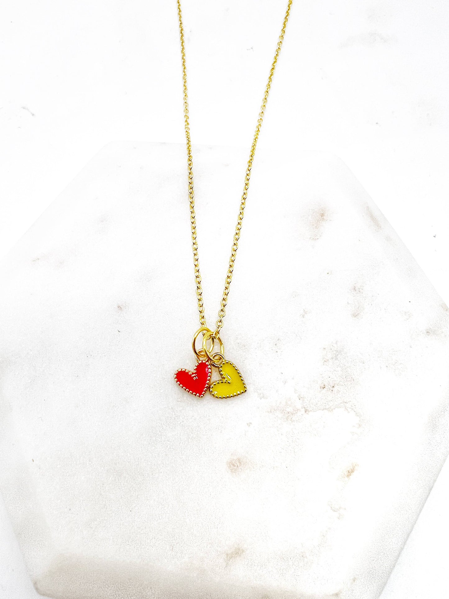 Red Yellow Chiefs Heart KC Charm Necklace Kansas City