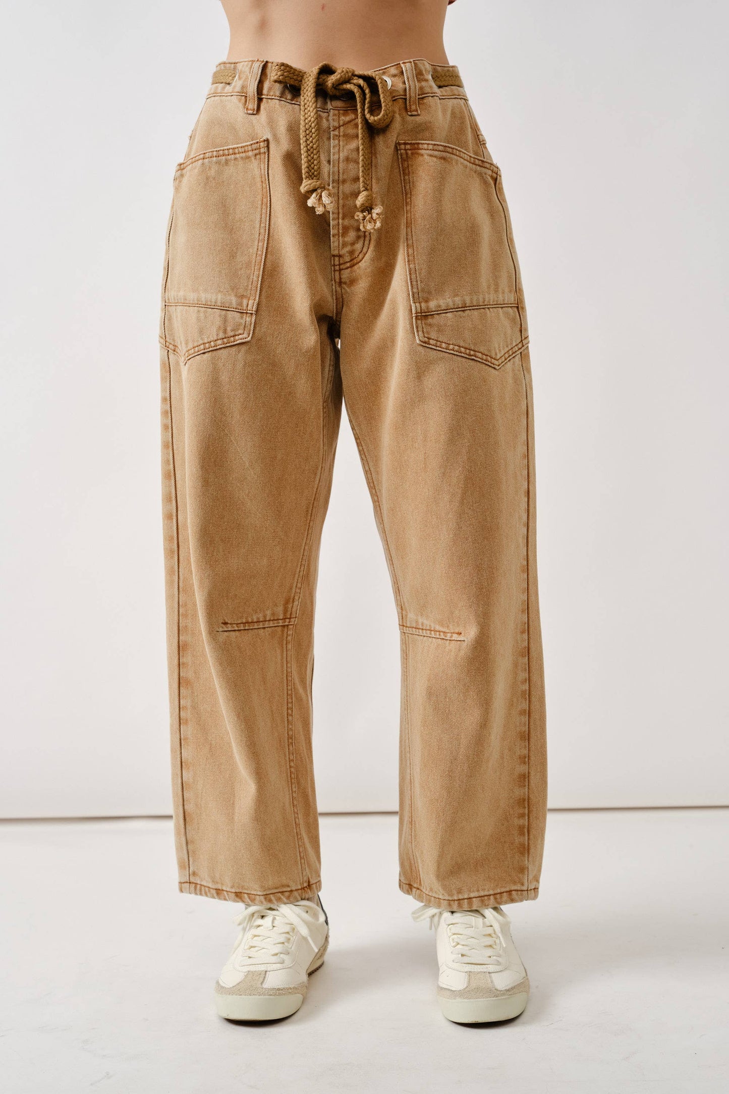 DENIM PANTS WITH EYELET WAIST