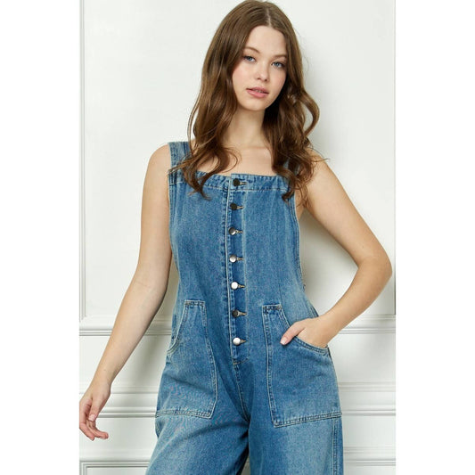 Denim Multi Button Fatigue Overall