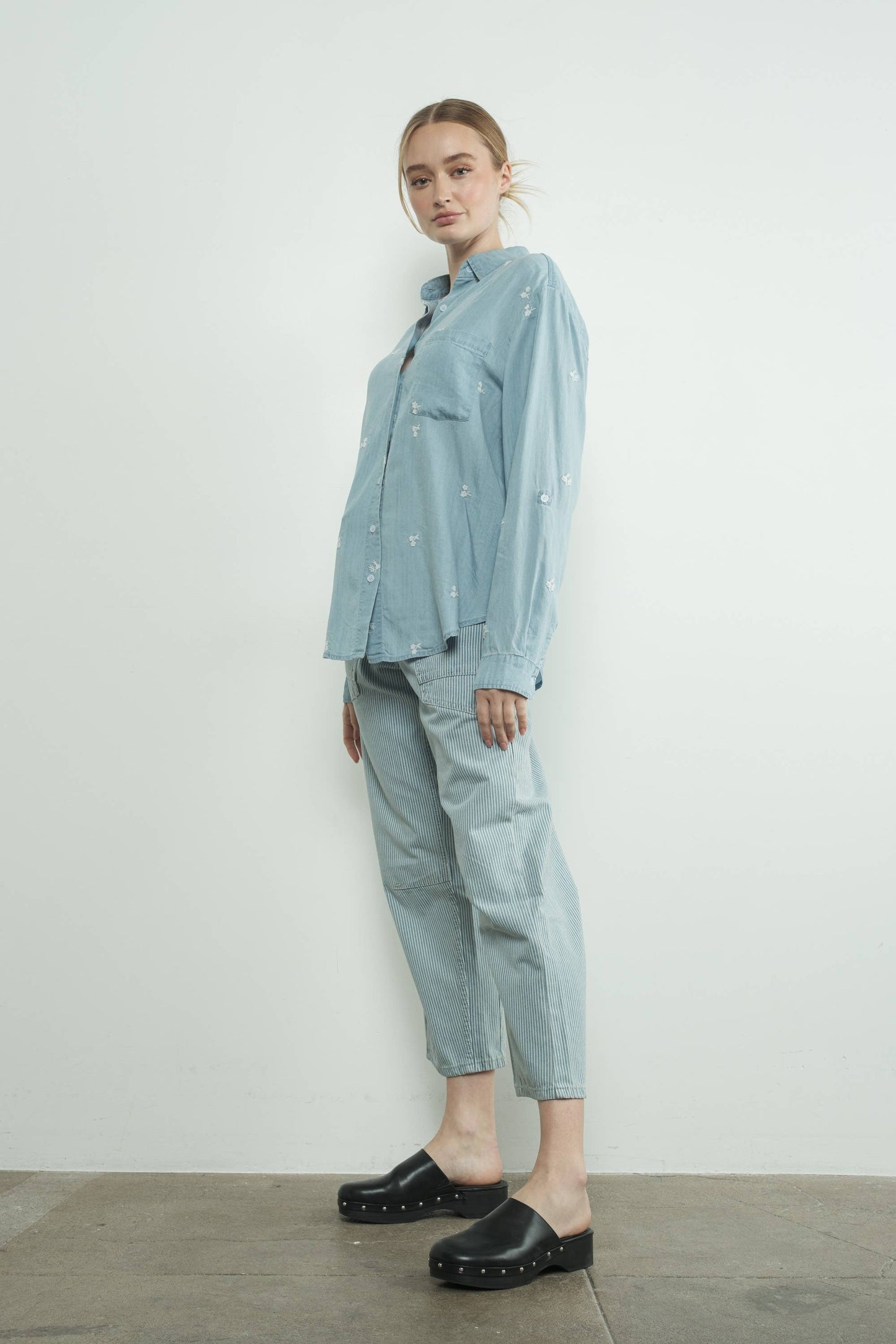 DENIM PANTS WITH EYELET WAIST