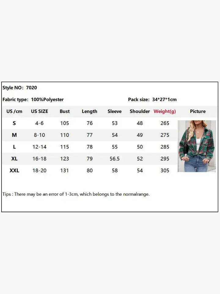 Fall 2025 Women’s Casual Loose Fit Plaid Button Shirt