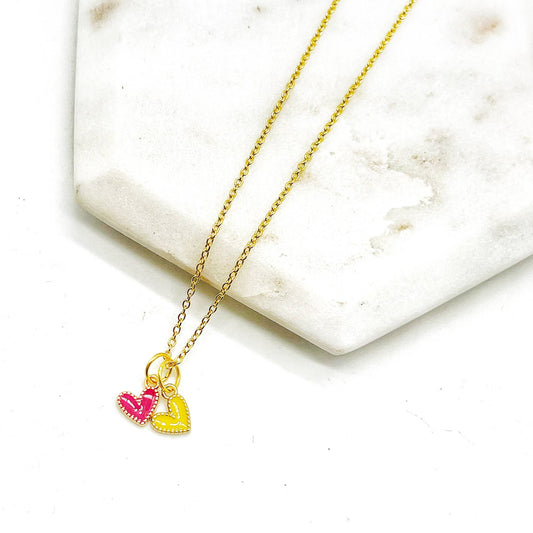 Red Yellow Chiefs Heart KC Charm Necklace Kansas City