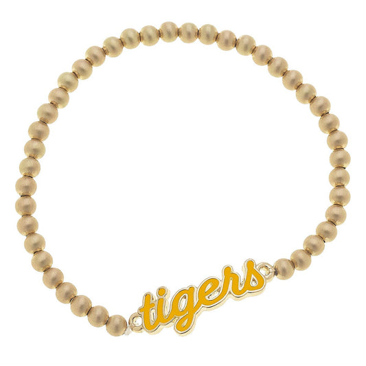 Missouri Tigers Enamel Script Stretch Bracelet in Gold