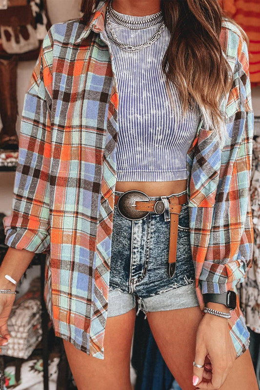 Women's Plaid Print Loose Vintage Shirt