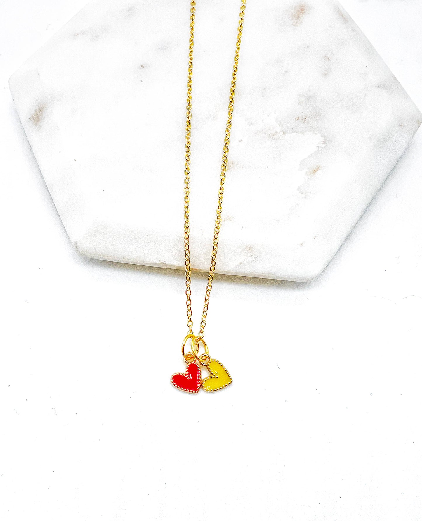 Red Yellow Chiefs Heart KC Charm Necklace Kansas City