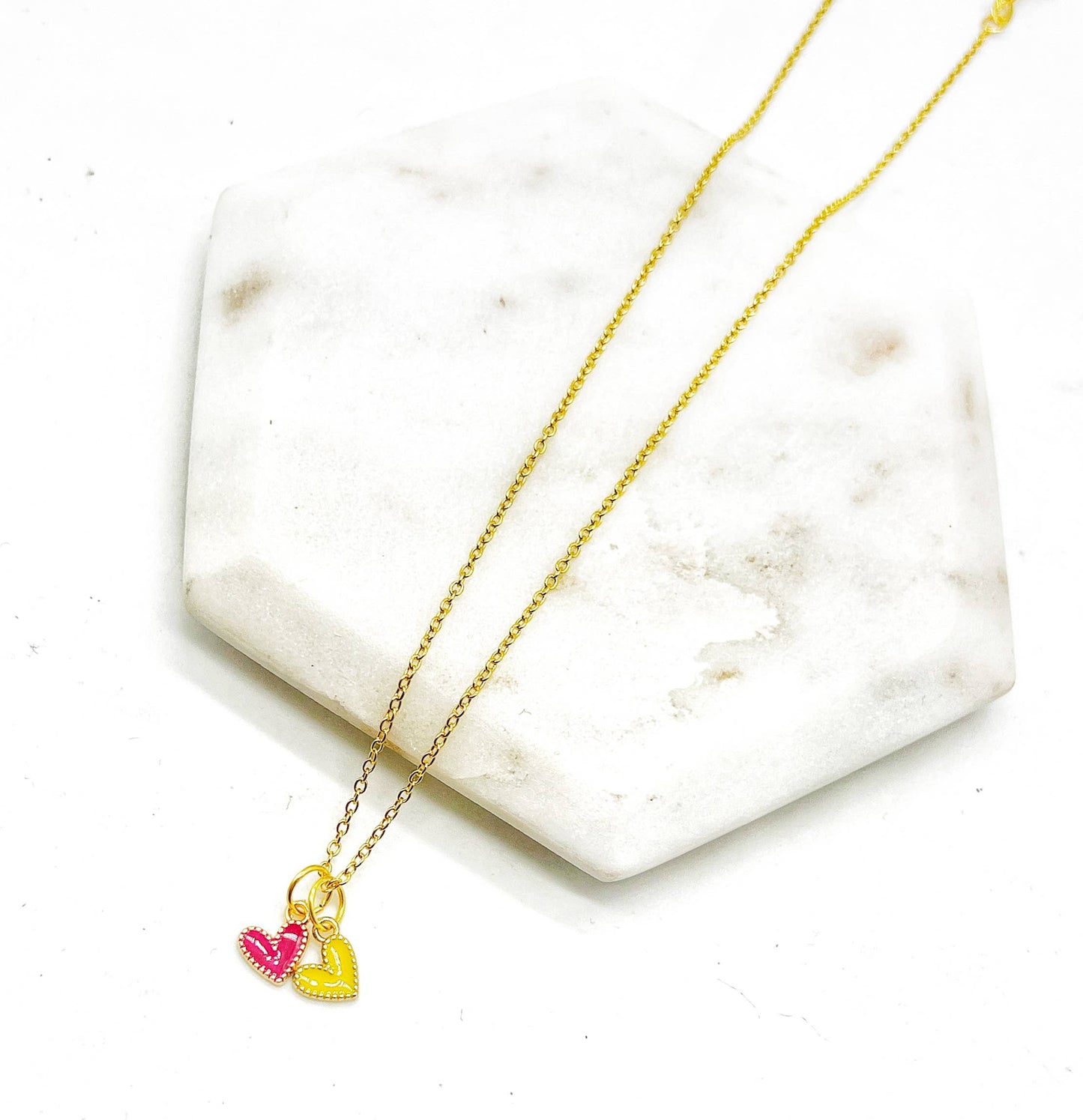 Red Yellow Chiefs Heart KC Charm Necklace Kansas City