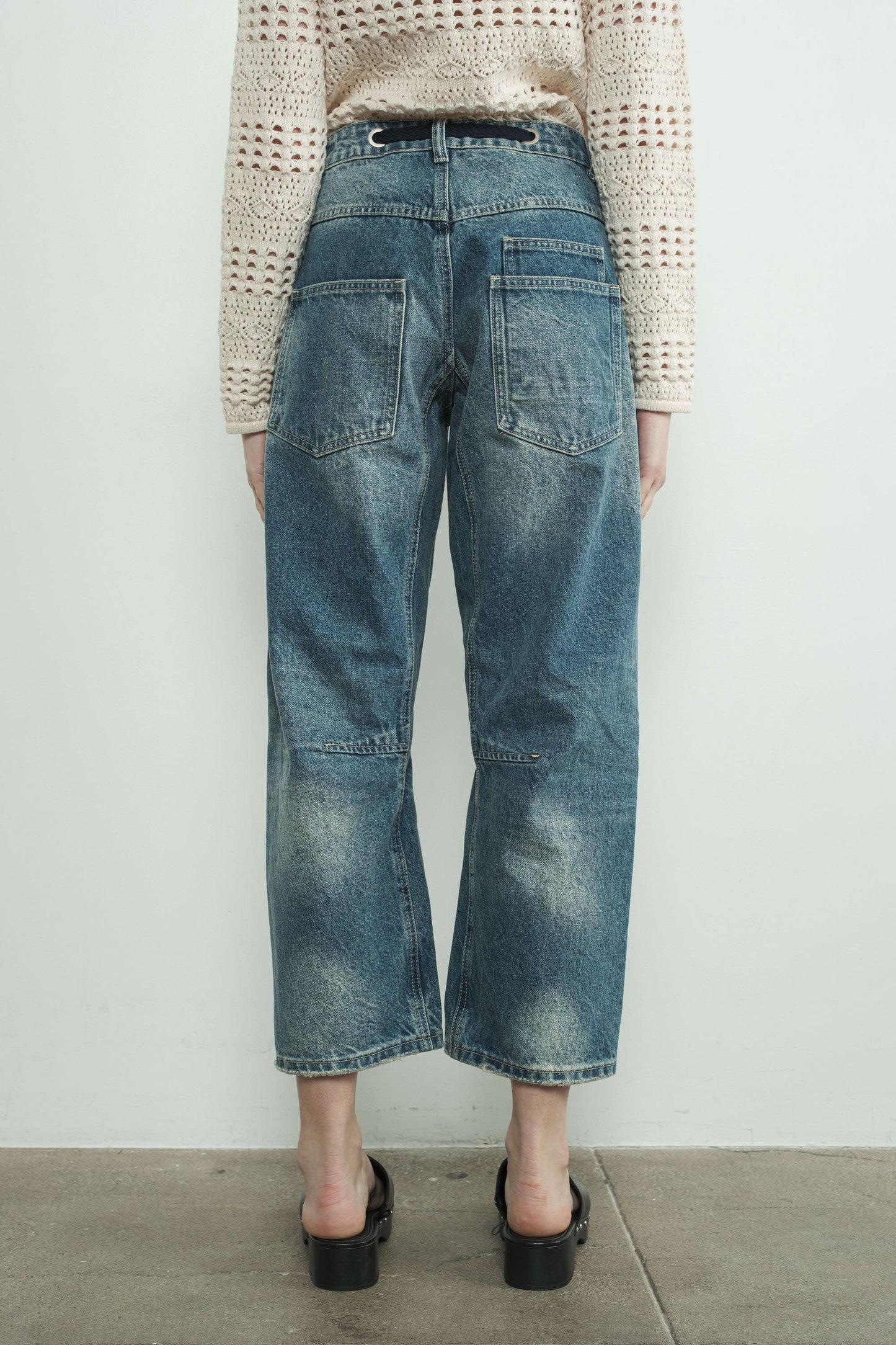 DENIM PANTS WITH EYELET WAIST