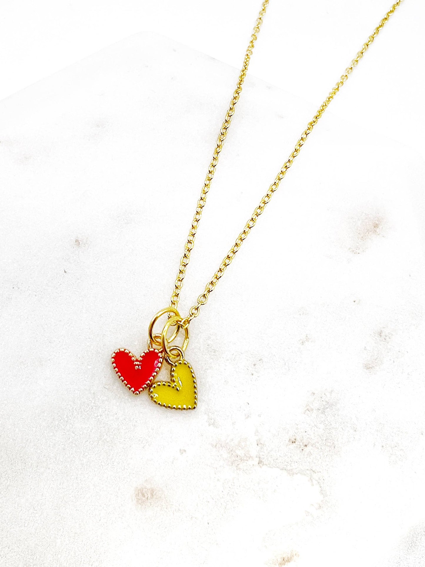 Red Yellow Chiefs Heart KC Charm Necklace Kansas City