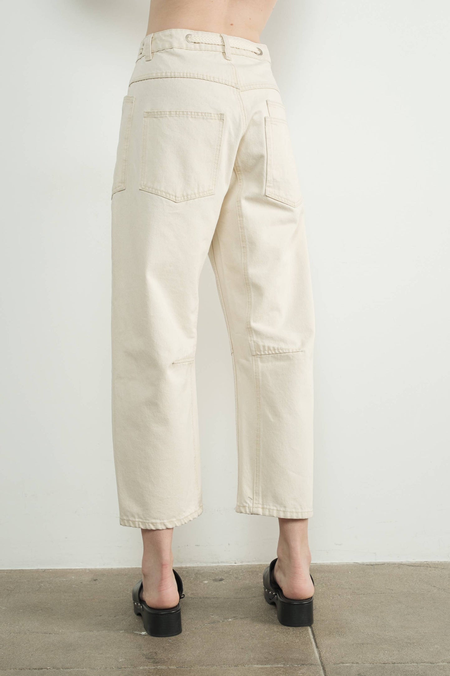 DENIM PANTS WITH EYELET WAIST