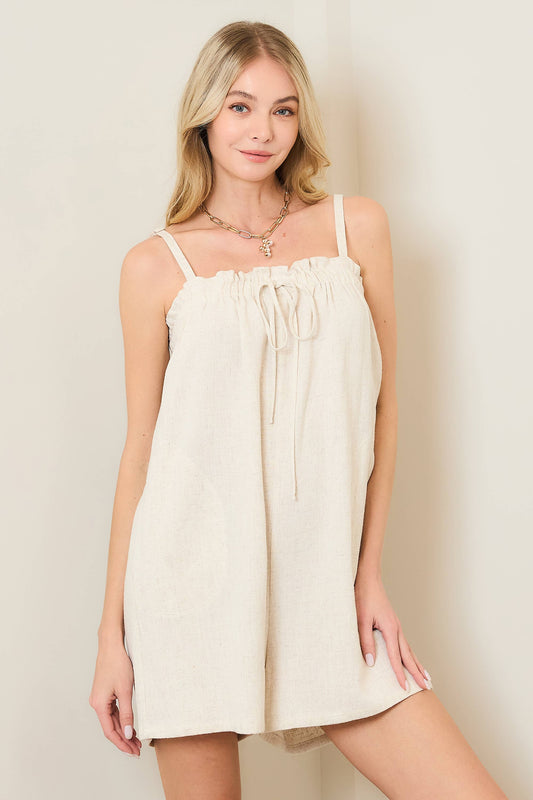 LINEN FRONT-TIE ROMPER
