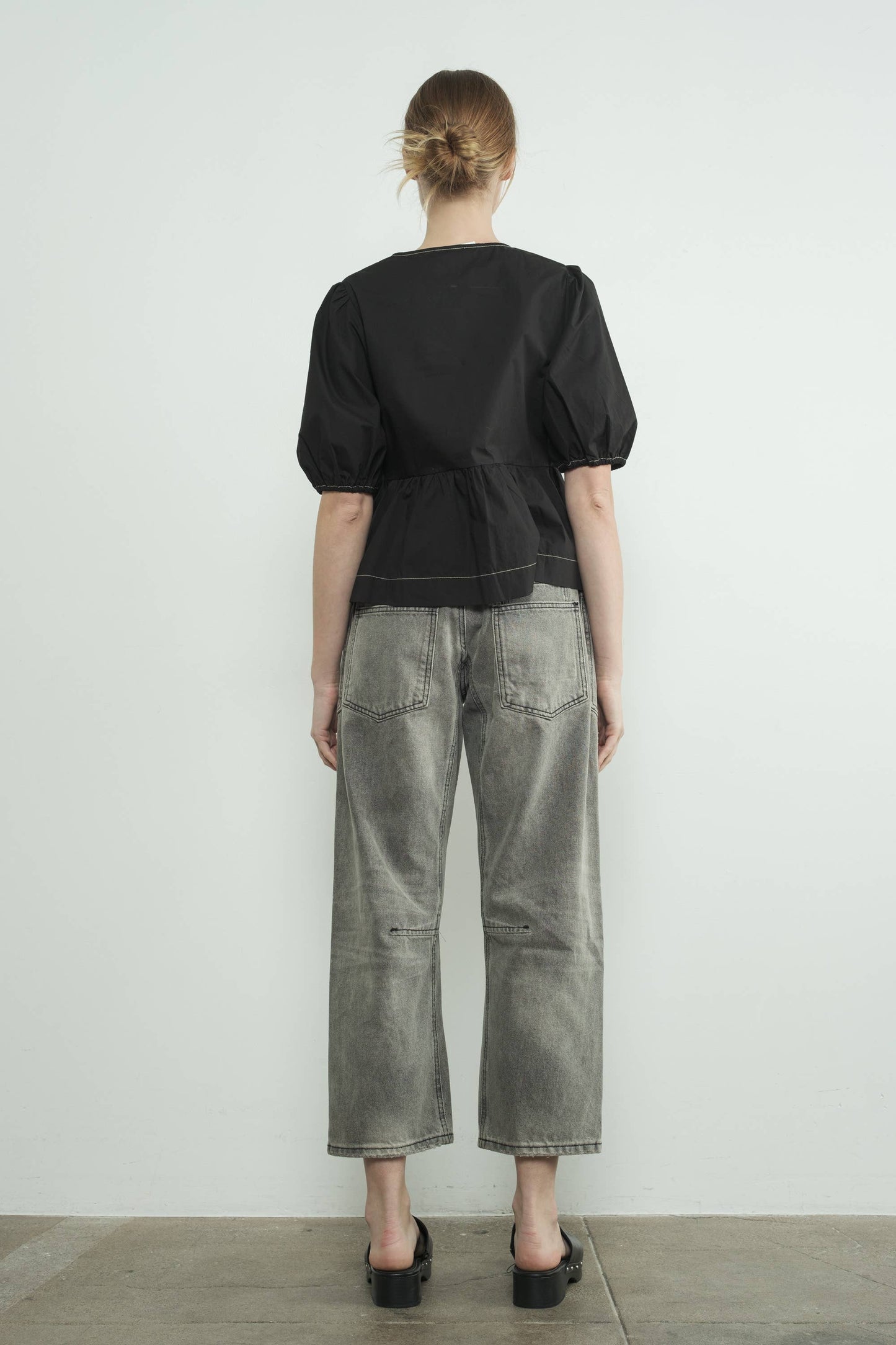 DENIM PANTS WITH EYELET WAIST