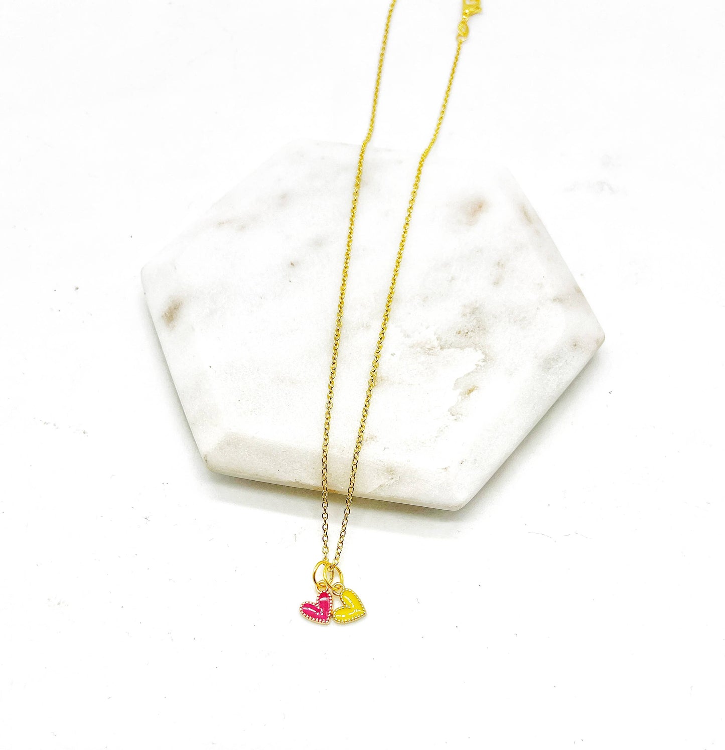 Red Yellow Chiefs Heart KC Charm Necklace Kansas City