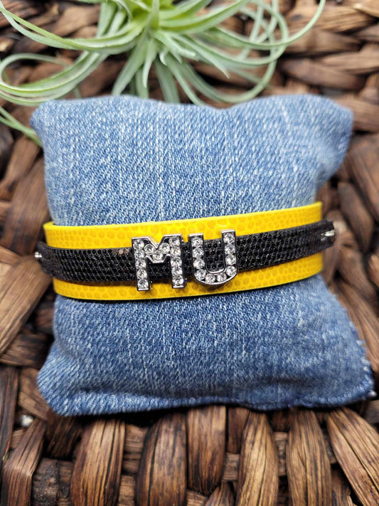 MU Rhinestone Letter Bracelet