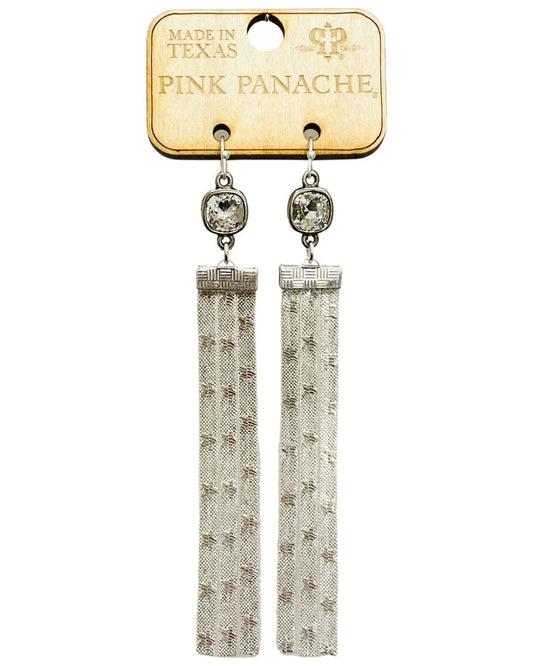 Silver mesh fringe earring