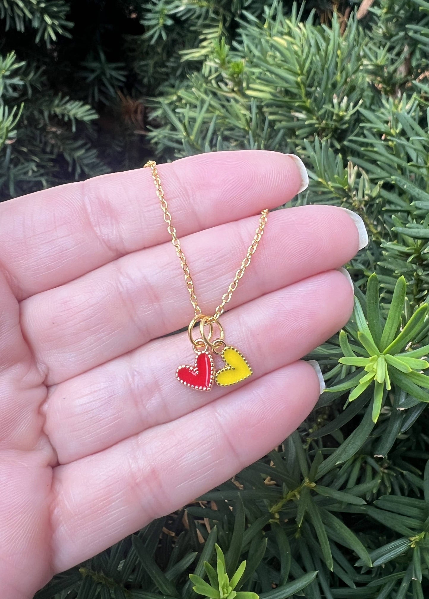 Red Yellow Chiefs Heart KC Charm Necklace Kansas City