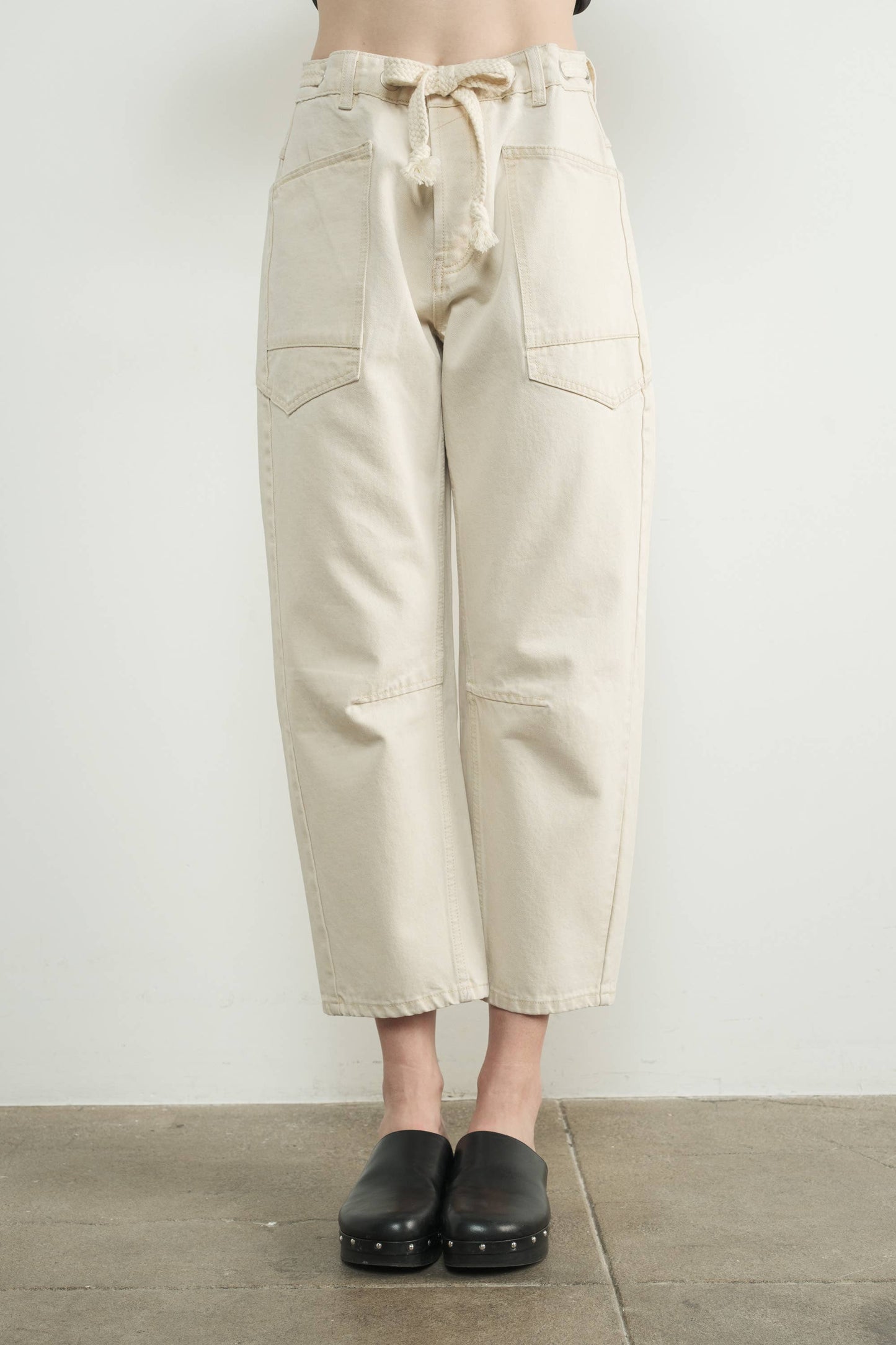 DENIM PANTS WITH EYELET WAIST