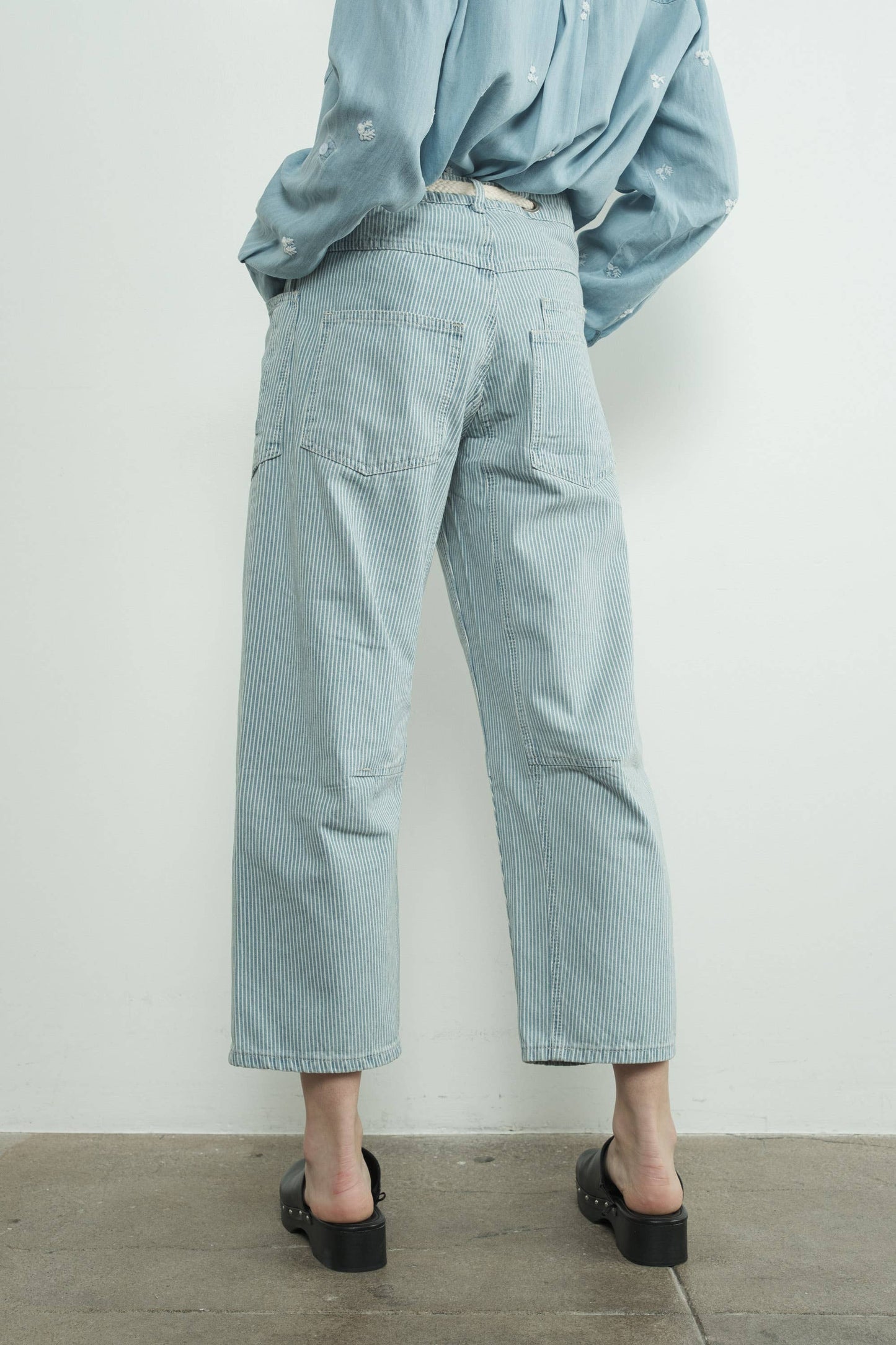 DENIM PANTS WITH EYELET WAIST