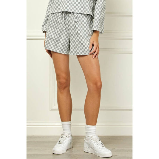 Checker Jersey Drawstring Short