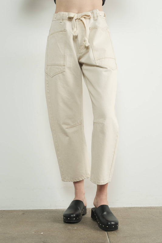 DENIM PANTS WITH EYELET WAIST