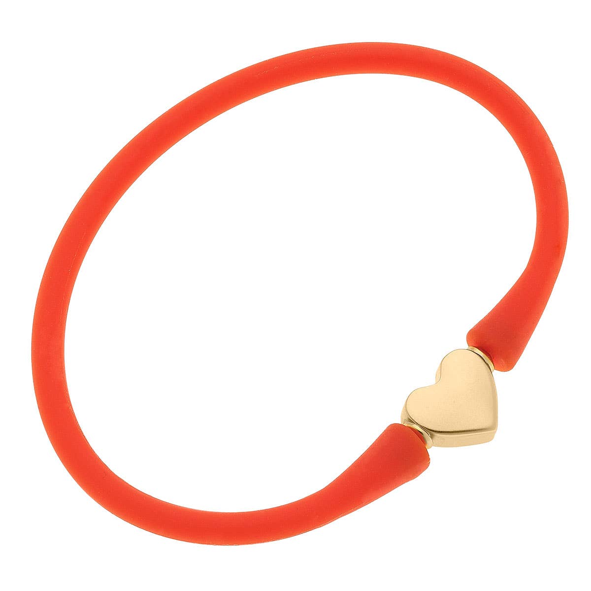 Bali 24K Gold Plated Heart Bead Silicone Bracelet