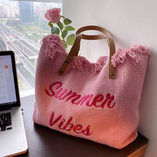 Large Embroidered Tote Bag