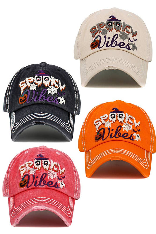 SPOOKY Halloween Washed Vintage Baseball Cap