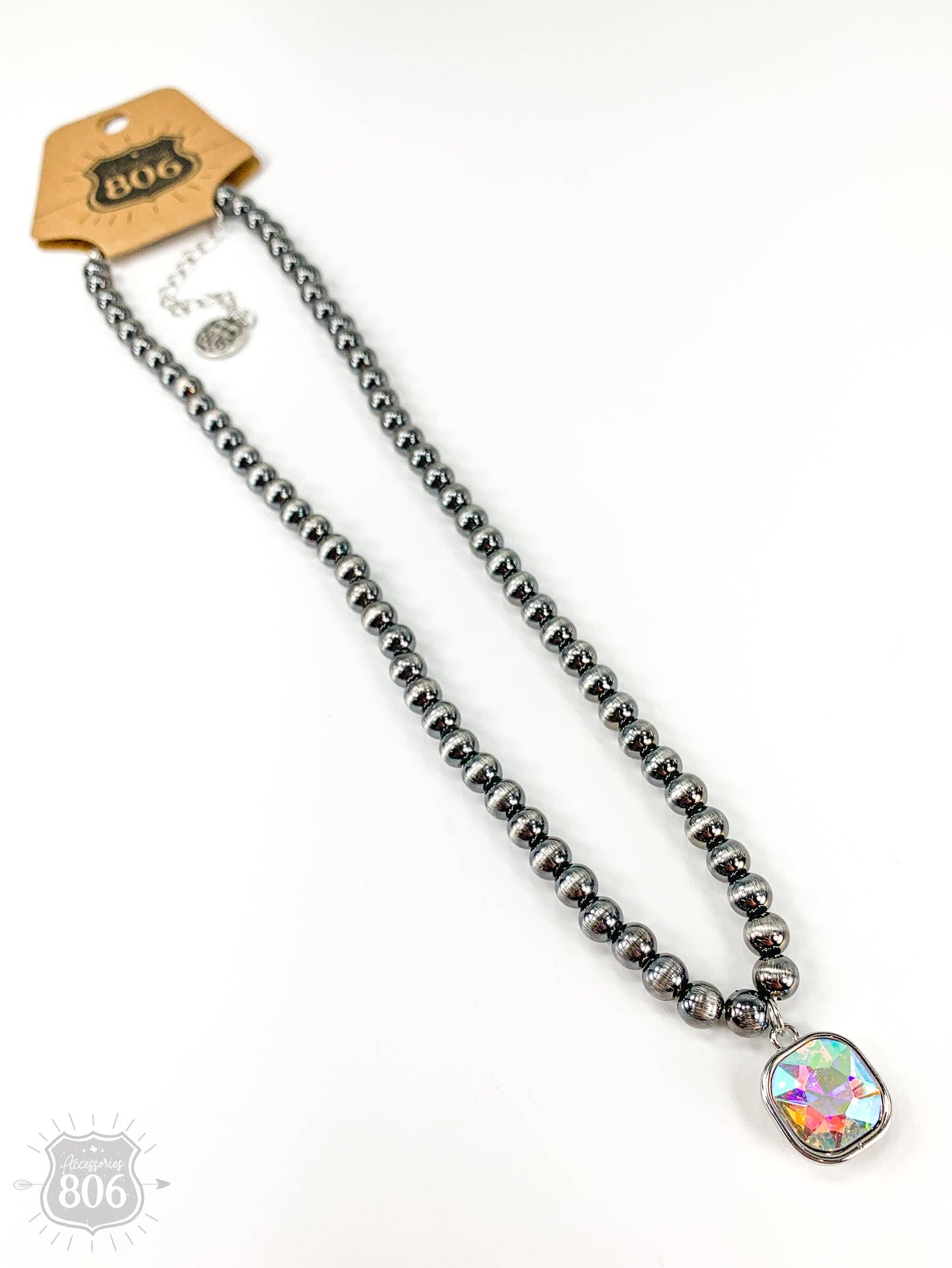 Bead necklace with rhinestone 806-N034