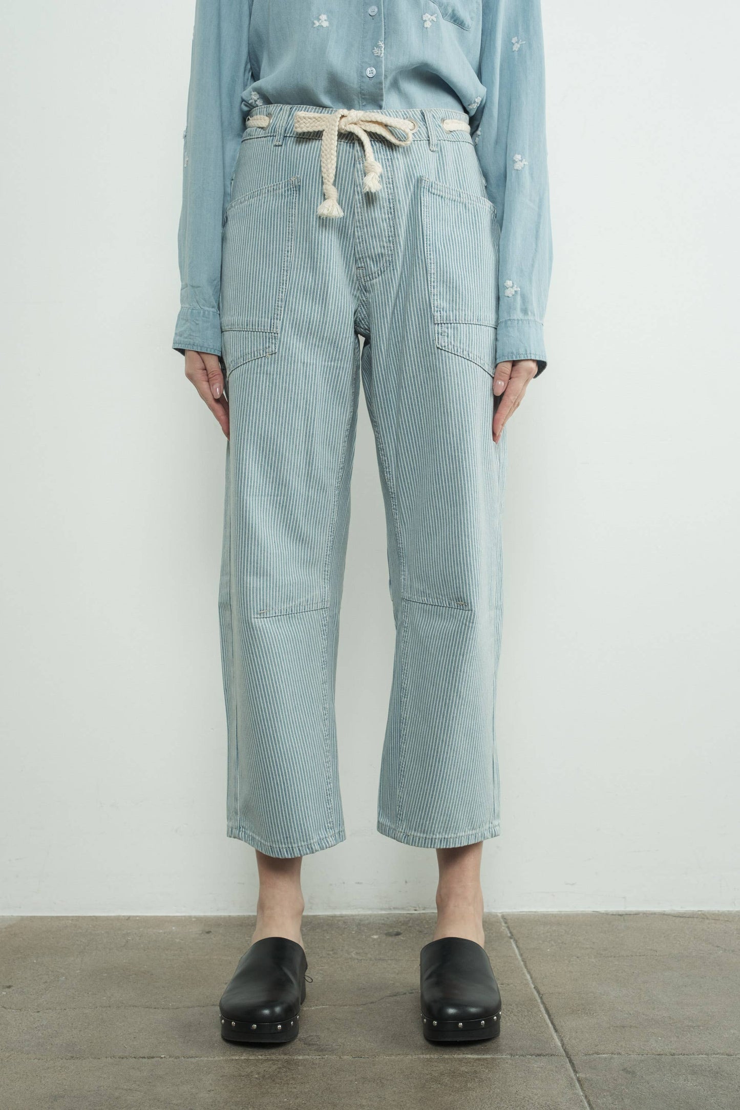 DENIM PANTS WITH EYELET WAIST