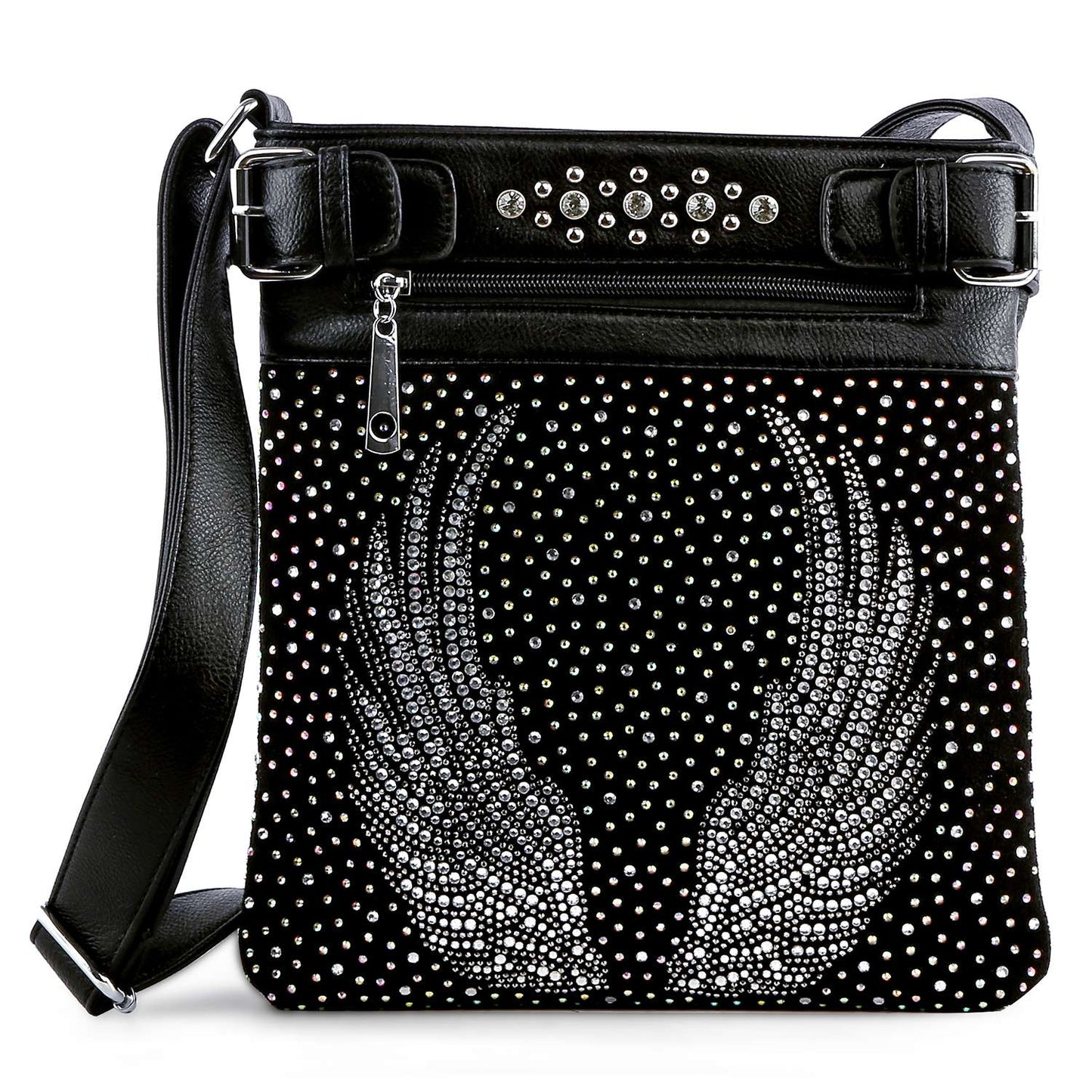 Wings Design Rhinestone Crossbody Sling