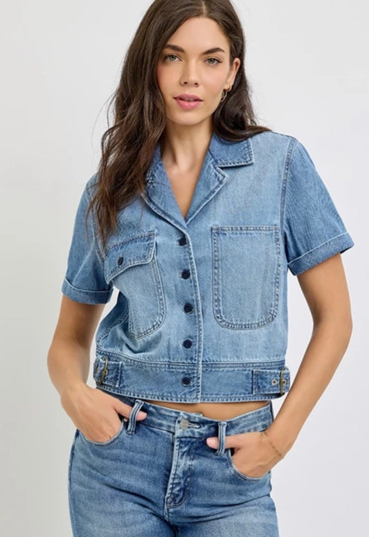 SHORT SLEEVE DENIM SHIRT