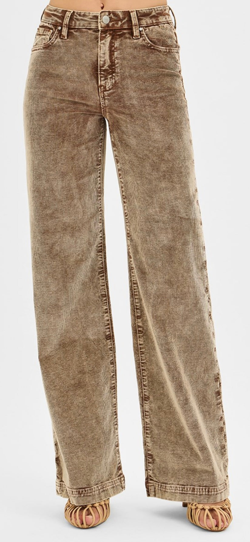 RISEN HIGH RISE WIDE LEG COURDUROY PANTS