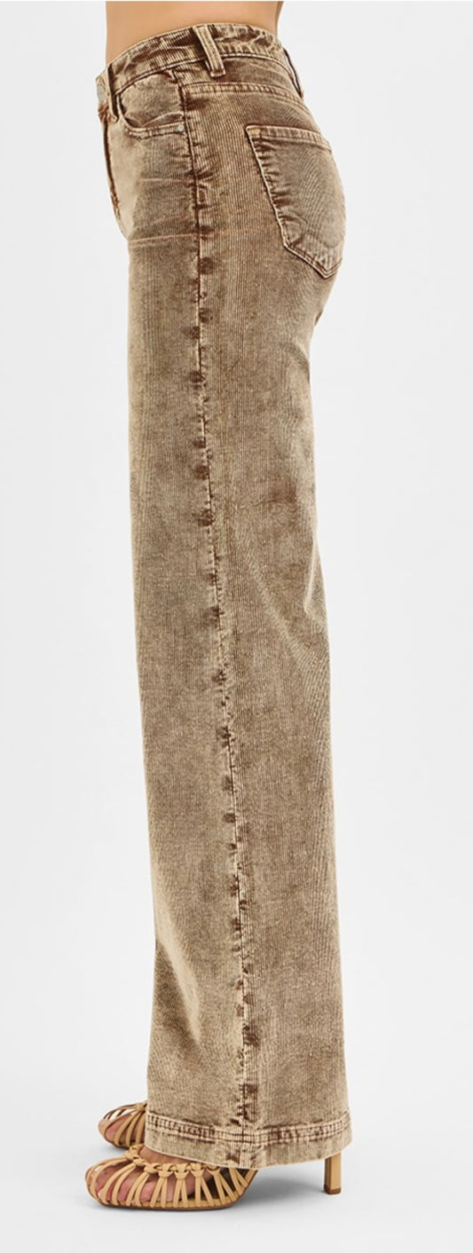 RISEN HIGH RISE WIDE LEG COURDUROY PANTS