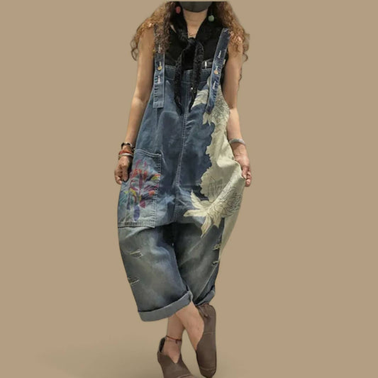 Denim Luxury Bleached Overall Jumpsuit