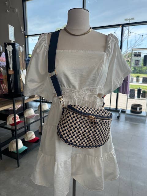 Birdie Saddle Checkered Crossbody Bag