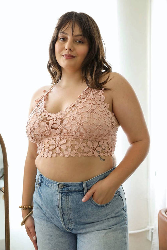 Crochet Daisy Longline Bralette Plus