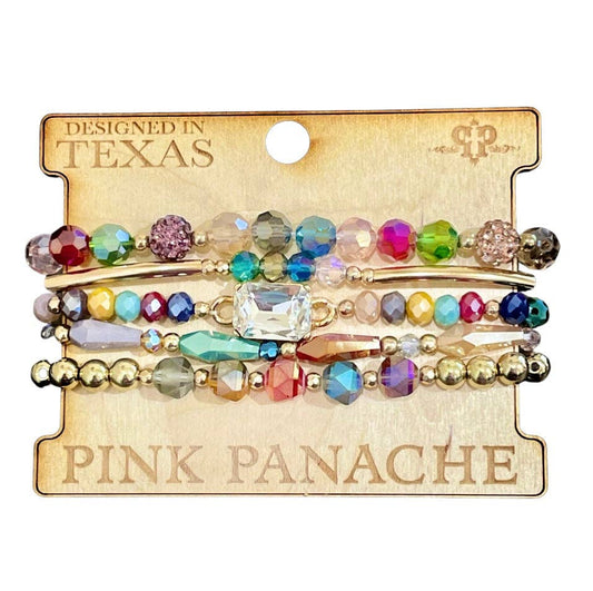Multi-color and rhinestone bead bracelet set 1CNC R303